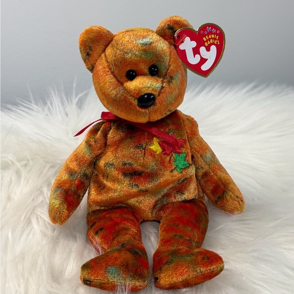 TY Kanata Beanie Baby Orange Tie-Dye Star Bear Plush